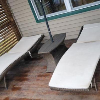 Sale Photo Thumbnail #149:  Frontgate Loungers with Umbrella Table Stand and Umbrella 