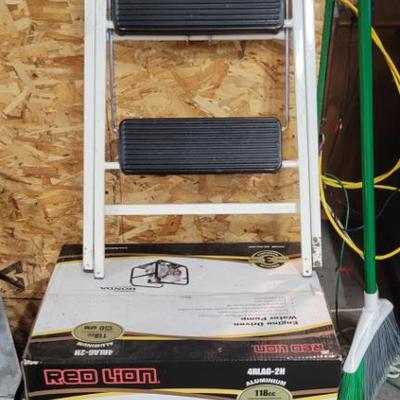 Sale Photo Thumbnail #290: Step Stool and Red Lion water pump 