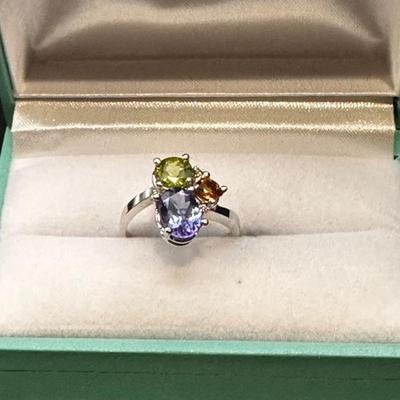 Sale Photo Thumbnail #47: 14k gold, tanzanite, citrine & peridot ring - includes appraisal certificate 