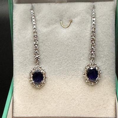 Sale Photo Thumbnail #37: 14k gold, sapphire and diamond earrings - includes appraisal certificate 