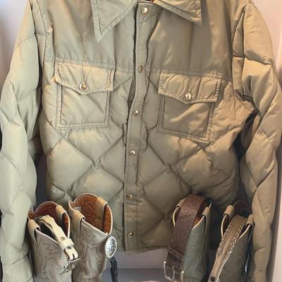 Women’s Wall’s Coat, Cowgirl Boots With Assorted Belts