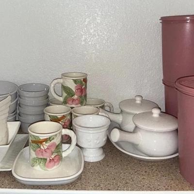 Cherry Theme White And Pink Dishware 