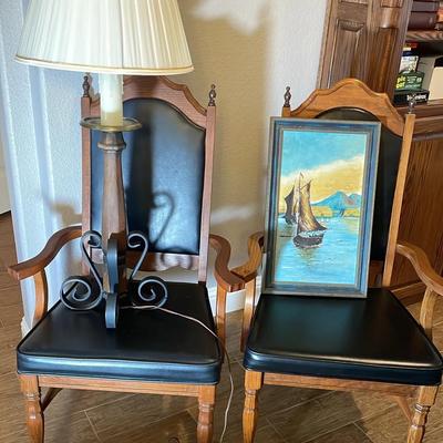 Black Chairs, Lamp, Painting 