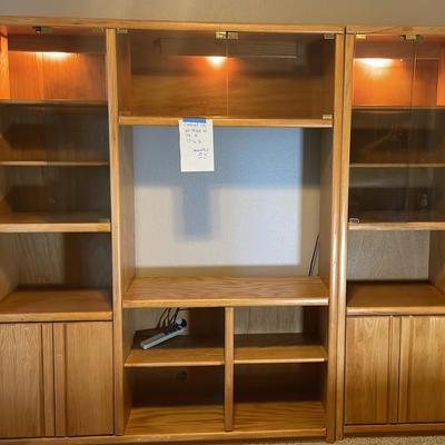 Real wood Three-Piece Bookcase/entertainment   With Lighting