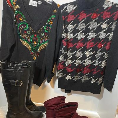 Boots, Sweaters, Cape And suede Coat