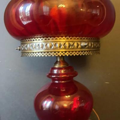 Beautiful Vintage Ruby Red Glass Lamp