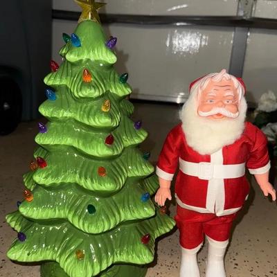 Vintage “rubber face” Santa And Tree