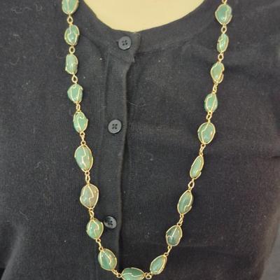 Vintage Jade Caged Bead 32" Necklace