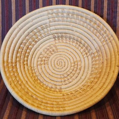 Blonde Handwoven Native American Basket 