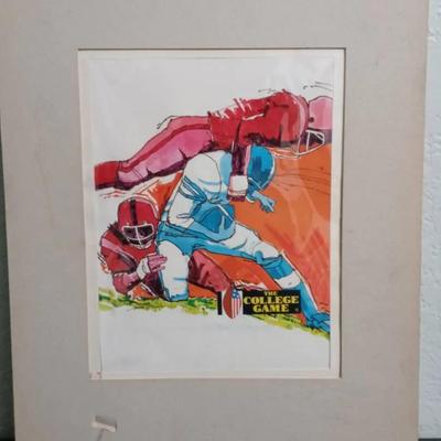 College Football Original Drawing for Mass Produced Advertisement (Created by James T Brown)