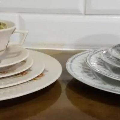 Lenox (Temple Blossom) & Bernardaud Limoges (Artois Bleu) Fine China Plate Settings