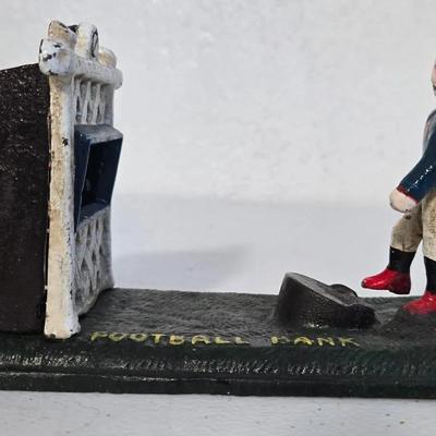 Vintage Cast Iron Football Bank