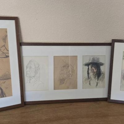 Vintage Native American Inspired Original Paintings and Sketches by Frank N Wilcox  