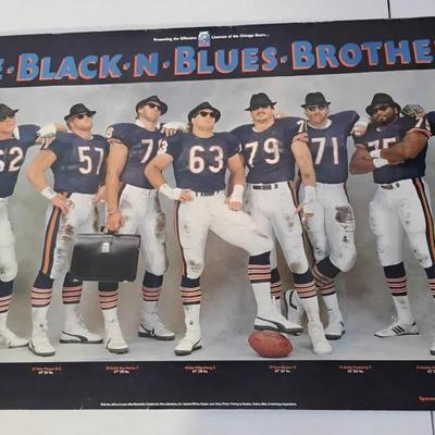 The Black-N-Blues Brothers Vintage Poster Of The Chicago Bears Offensive Linemen