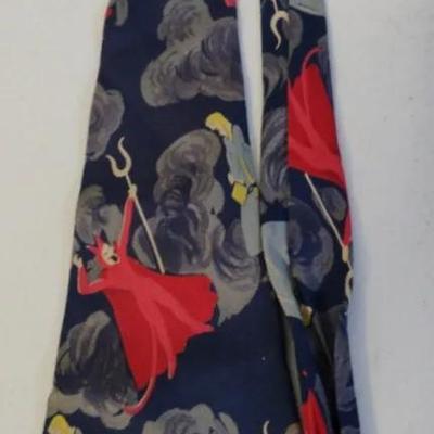 Vintage Fairy Tale Silk Tie Made by J. Galet in Beverly Hills, CA