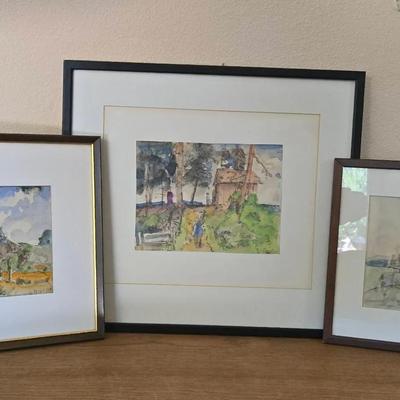 Trio of Original Watercolor Paintings By Frank N Wilcox 