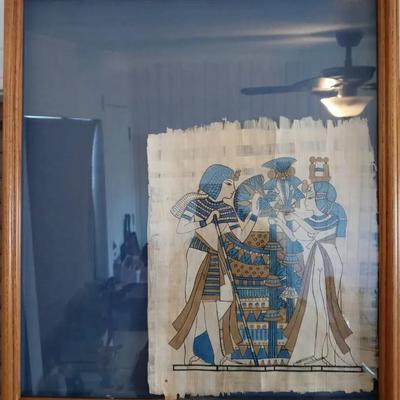 Vintage Egyptian Hand Painted Art on Papyrus