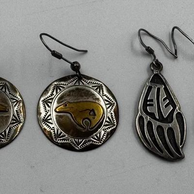 Native American Sterling Earrings - Bear Themed