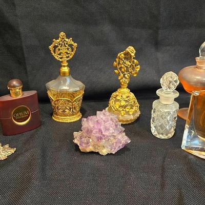 Vintage Perfume Bottles, Purple Crystal, YSL Opium