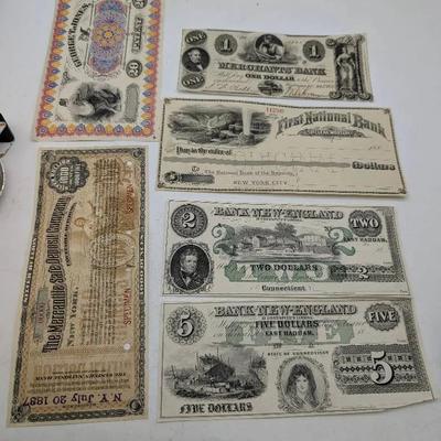 6 Obsolete Currency & Bank Notes