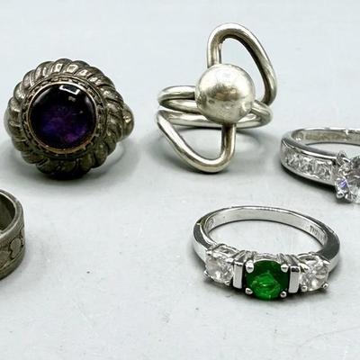 Five Sterling Silver Rings Lot A