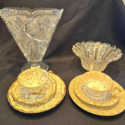 Antique Nachtmann Crystal Vase & Alka Bavarian China