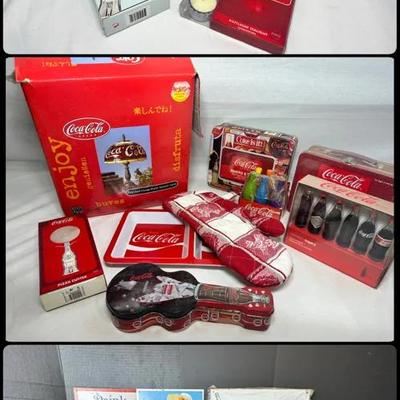3 Totes Of Coca -a-cola Collectibles And Memorabilia 
