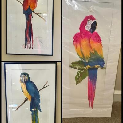 3 Lucy VanSon Watercolor Parrots