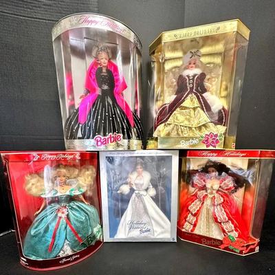 5 Holiday Barbies In Box 1995-2003