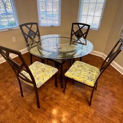 Glass Top Kitchenette W/ 4 Matching Chairs