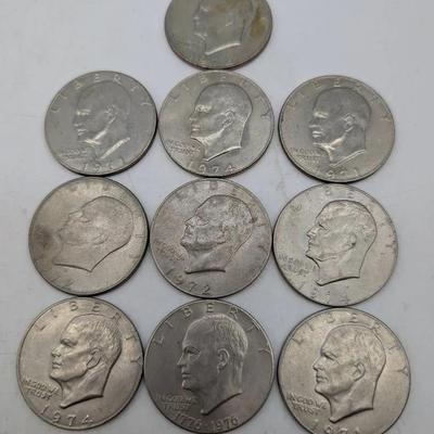 10 Mixed Date Eisenhower Dollars