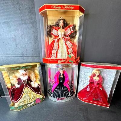 4 Special Edition Holiday Barbies In Box 1996-2002