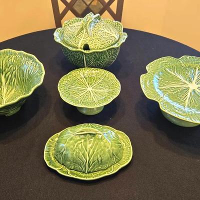 Portuguese Ceramics Bordallo Pinneiro Bowls, Cake Plate