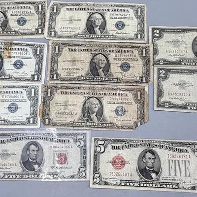Silver Certificates, $2 Red Seals And $5 Red Sesls