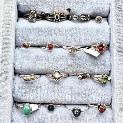 Lot C Petite Sterling Silver Rings 