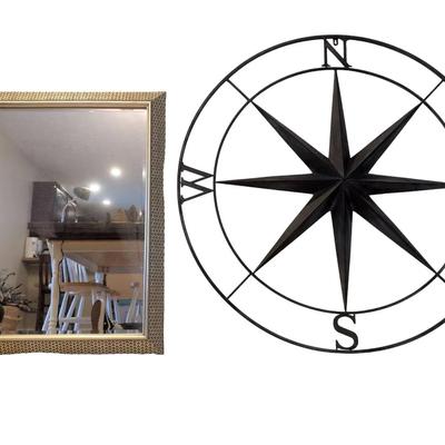 KR316 Compass Rose And Mirror Wall Decor