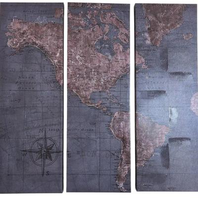 KR302 3 piece Large Map Wall Hanging