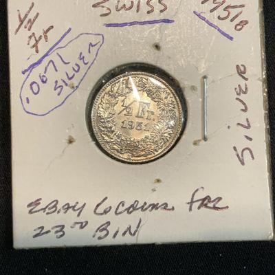 1951 – Swish 1/2 Fr. Silver Coin ￼
