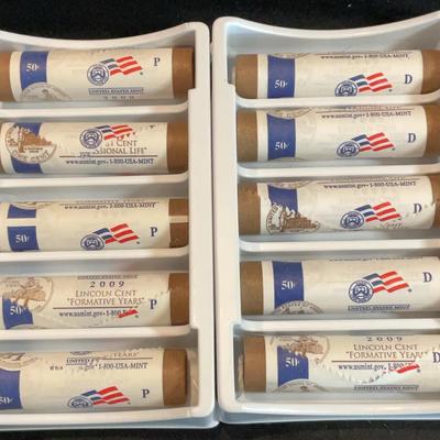  10 Rolls – Us Mint Uncirculated 2009 Lincoln Cent 5 - Philadelphia, 5 - Denver