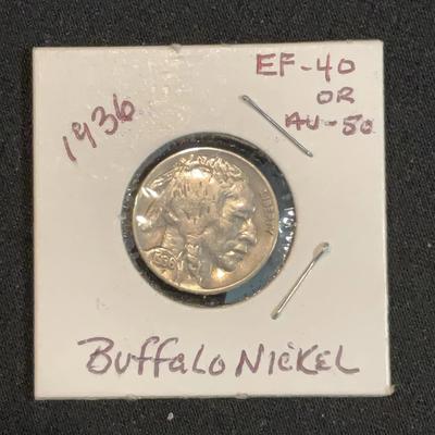 1936 – Buffalo Nickel EF – 40 Or Au – 50  