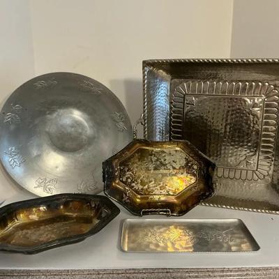Five Piece Vintage Metal Trays