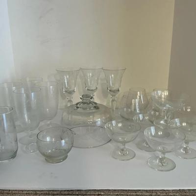 Glassware Lot 21 Pieces Of Cut Glass