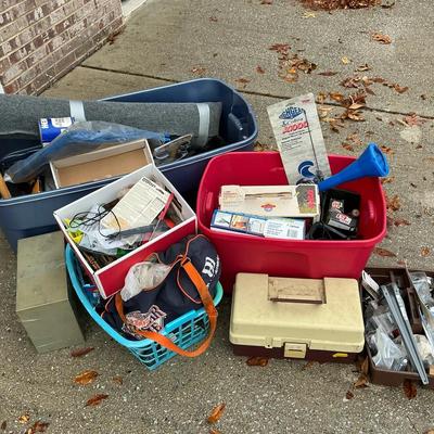 Large Lot of Tools, Storage Bins, and Miscellaneous Home/Workshop Items