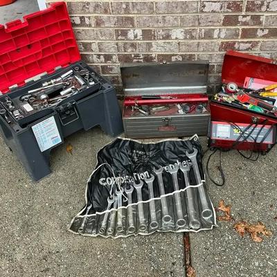 Mechanic's Tool Lot: Wrenches, Sockets, Toolboxes, and Battery Charger