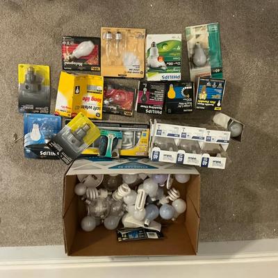Jumbo Lot of Light Bulbs & Lighting Accessories: LED, CFL, Halogen, Floodlights, and New/Bulk Bulbs