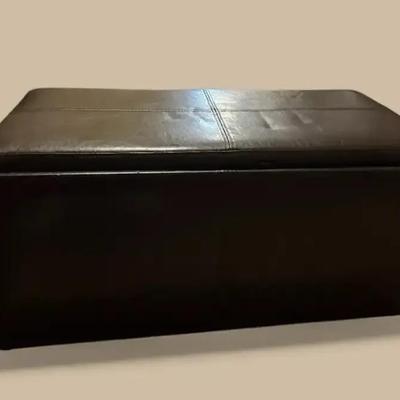 Faux Leather Storage Ottoman Table