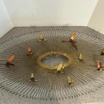 Mid-Century Modern Curtis Jere-style "Birds in Flight" sunburst metal wall sculpture