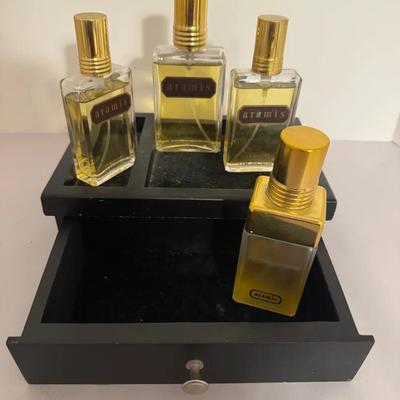 Lot Of Aramis Cologne And Storage Box