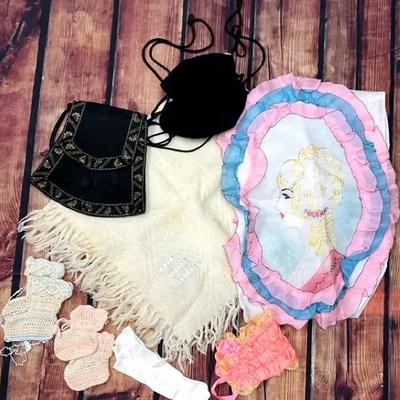 Blanket, Knit Booties, Bags and More