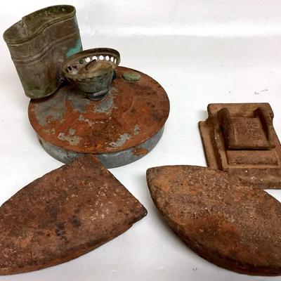Cast Iron Flat Iron, Oil Lamp Incubation Heater, & More 